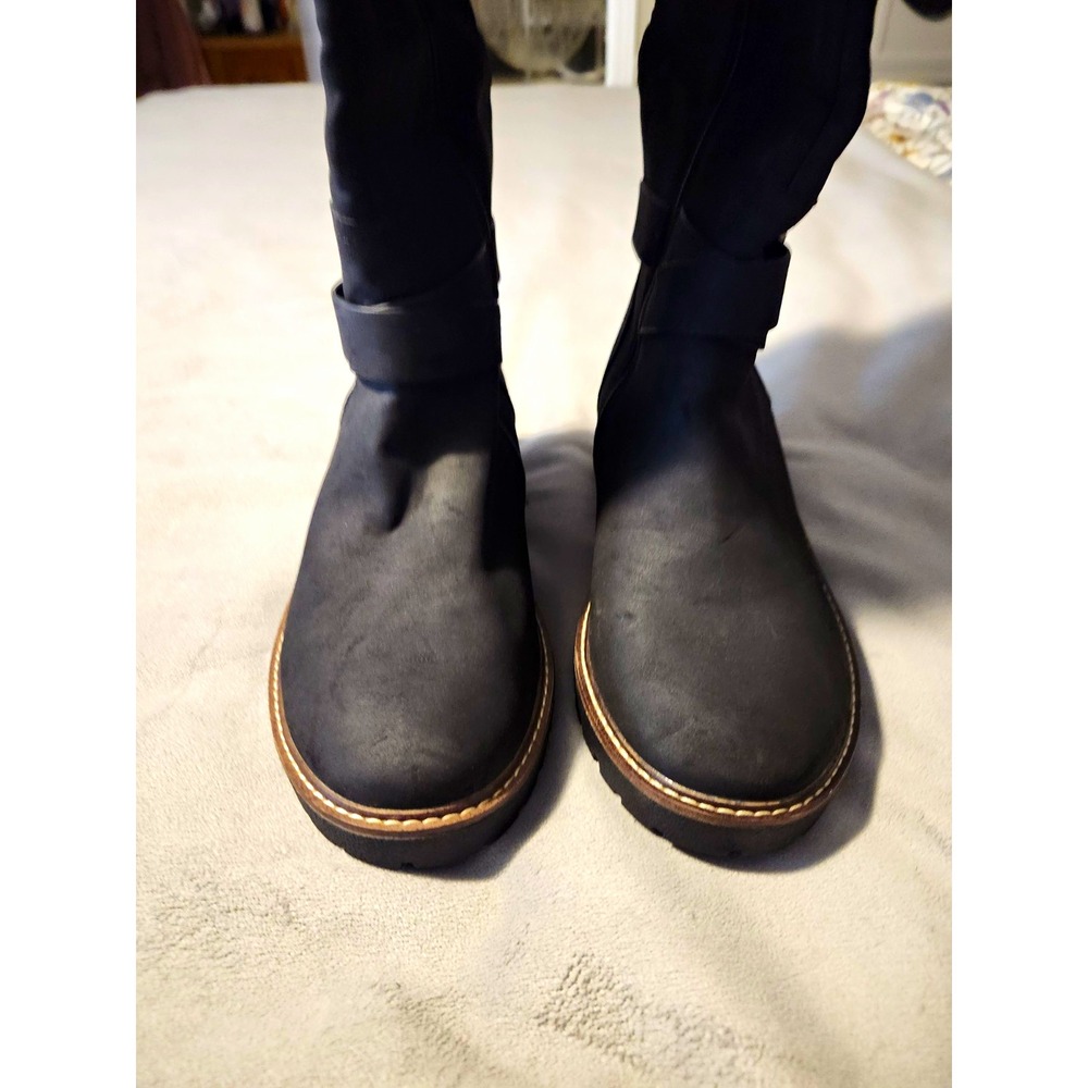 Torrid Black Tall Buckle Boots Women's 9WW Extra Wide Lug Sole NWT Flaws